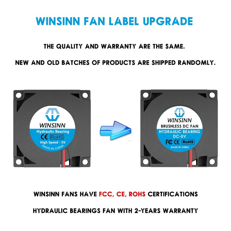 WINSINN 40mm Blower Fan 5V, 3D Printer Micro 5 Volt Fans Blower 4010 Hydraulic Bearing, with Air Guide Parts, 40mmx10mm 2PIN (Pack of 5Pcs) - Image 3